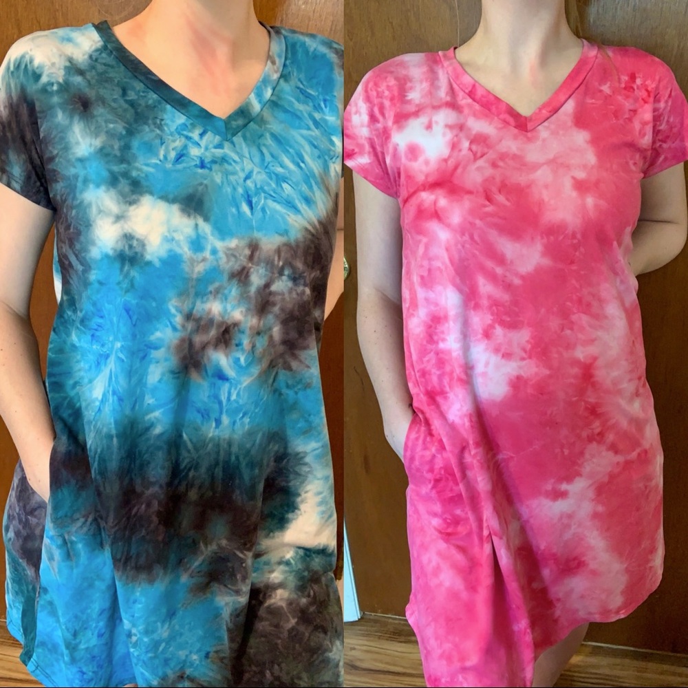 2 Tie-Dye Dresses W/ Pockets